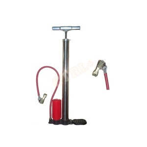 BOMBA DE AR MANUAL C/ PEDAL 55CM  (CROMADA)