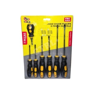 JOGO DE CHAVES EMBORRACHADAS PHILIPS E FENDA C/ 7 PCS