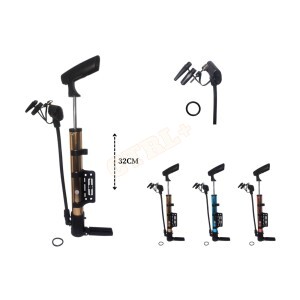 BOMBA DE AR MANUAL (SUPORTE P/ BICICLETA) C/ 3 PINOS E BICOS