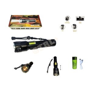 LANTERNA TÁTICA LED 2000 LUMENS 800W RECARREGÁVEL