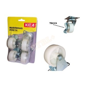 KIT 4 RODINHAS C/ TRAVA DE MOVIMENTO