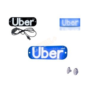 PLACA DE LED LETREIRO UBER 12V (AZUL)
