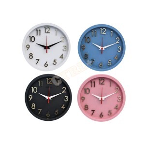 RELÓGIO DE PAREDE REDONDO 3D C/ NÚMEROS DOURADOS (COLORIDO)