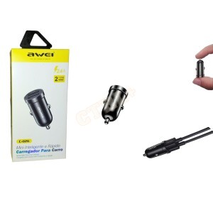 CARREGADOR VEICULAR 2.4A 12-24V (AWEI C-826)