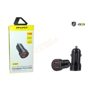 CARREGADOR VEICULAR 2.4A 12-24V 12W (AWEI)