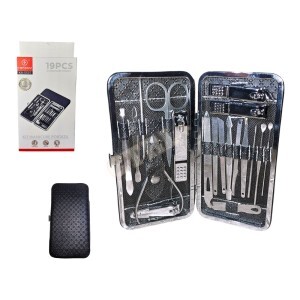 KIT MANICURE PORTÁTIL INOX C/ 19 PCS