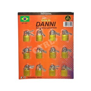 CADEADO 20MM C/ 12 UN. GOLD DANNI