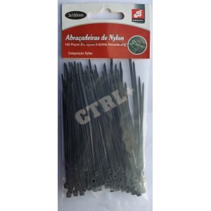 ABRAÇADEIRA DE NYLON 3MM X 100MM C/ 100 UN