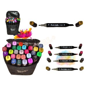 ESTOJO 30 CANETINHAS COLORIDAS PONTA DUPLA