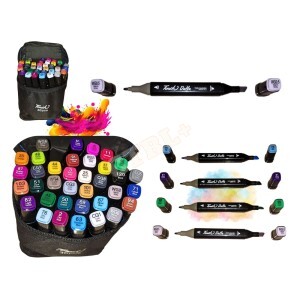 ESTOJO 36 CANETINHAS COLORIDAS PONTA DUPLA