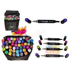 ESTOJO 48 CANETINHAS COLORIDAS PONTA DUPLA