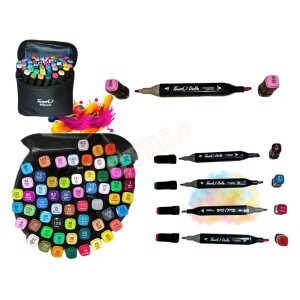 ESTOJO 60 CANETINHAS COLORIDAS PONTA DUPLA