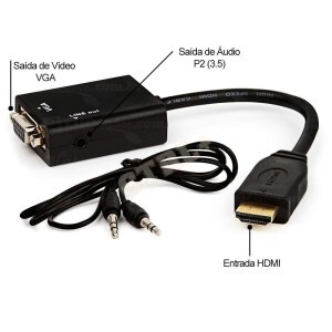CONVERSOR HDMI / VGA COM ÁUDIO (1080P)